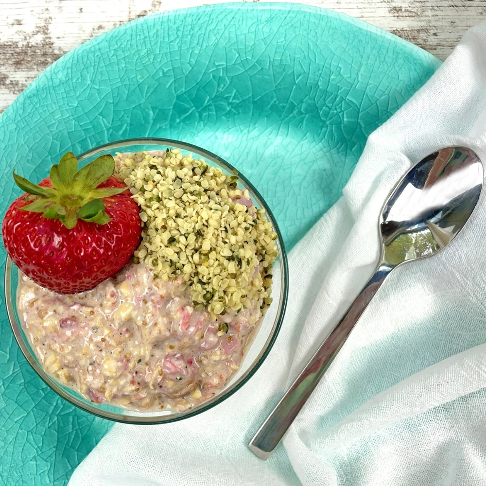 Strawberry Fig Overnight Oats Lifestyle - Strawberry Overnight Oats - Overnight Oats With Strawberries - Frozen Garden