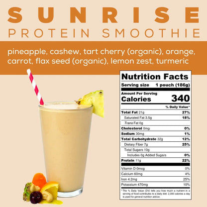 Sunrise Protein Smoothie Info - Flaxseed Smoothie - Protein Fruit Smoothie - Frozen Garden