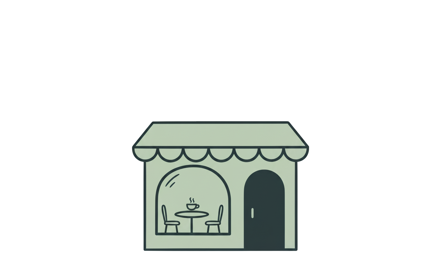 Illustration of a cafe or restaurant that serves Frozen Garden wholesale smoothies