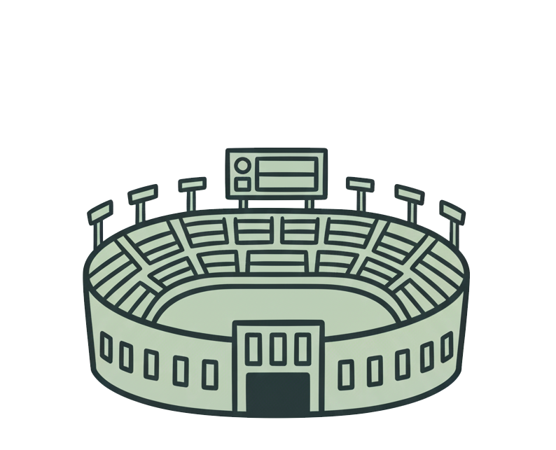 Illustration of a sporting event that serves Frozen Garden wholesale smoothies