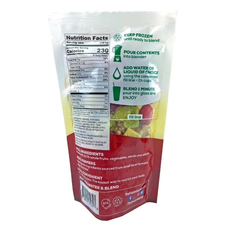 Cran-Orange Fruit Smoothie back of pouch