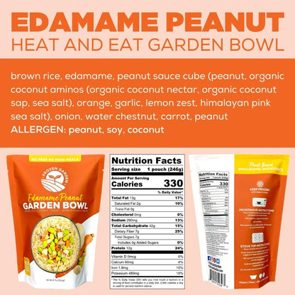 edamame peanut heat and eat garden bowl ingredients listed and nutrition facts
