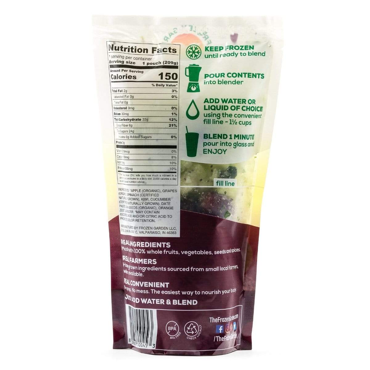 Napa-licious Green Smoothie back of pouch