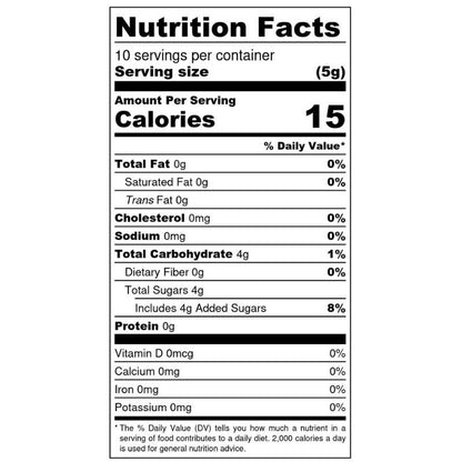 Raw Honey Sticks (10-Pack) nutrition facts