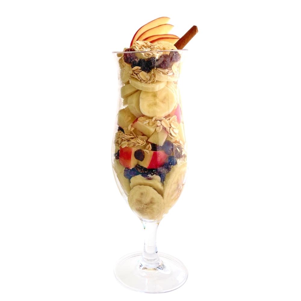 Frozen Garden Oatmeal Cookie Delite healthy milkshake ingredients layered in milkshake glass